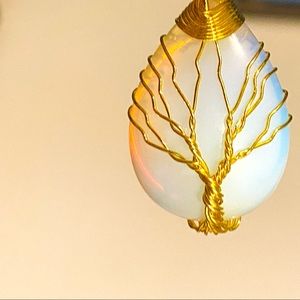 SOLD Gold wire wrapped Opal pendant NEW with box